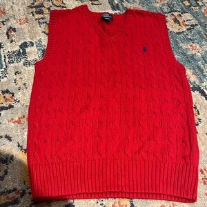 Excellent Used Condition (Worn Once) Red Cable Ralph Lauren Vest-Size M (10/12)